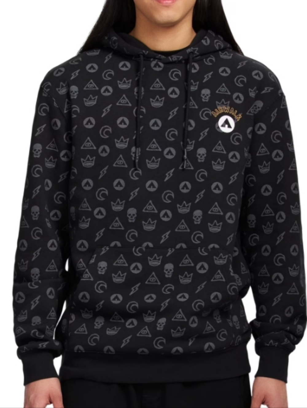 Airwalk NWT Black Graphic Pattern Pullover Hoodie Size XL